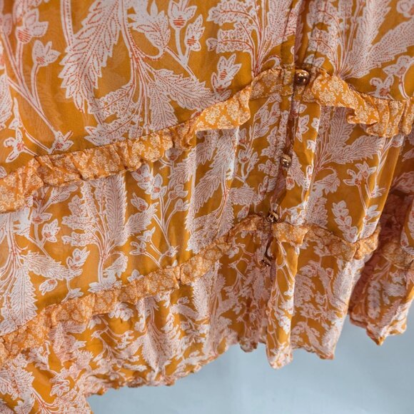 Anthopologie Orange Mia Tiered Boho 3/4 Tunic Top Size Small - Picture 8 of 13